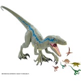 Mattel GCT93 Jurassic World Riesendino Velociraptor Blue mit beweglichen Armen und Beinen